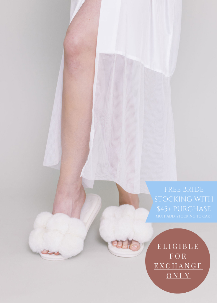 Pom Pom Fuzzy Bridal Slipper