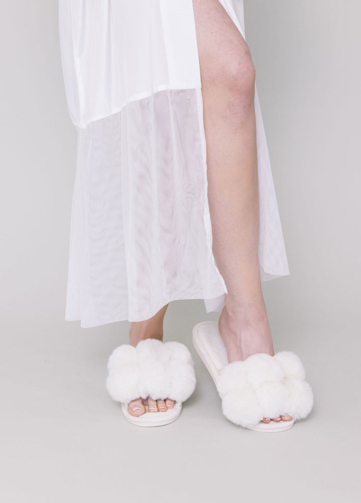 Pom Pom Fuzzy Bridal Slipper