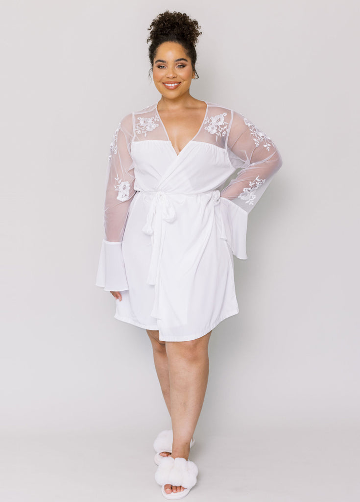HILDY ROBE- WHITE WITH WHITE MESH