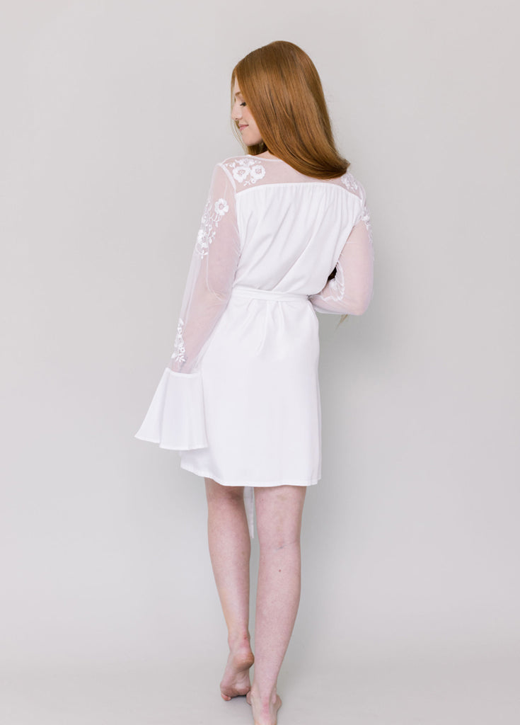 HILDY ROBE- WHITE WITH WHITE MESH