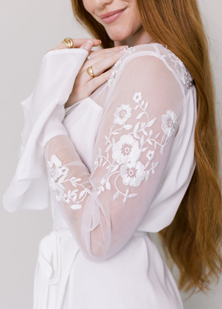 HILDY ROBE- WHITE WITH WHITE MESH