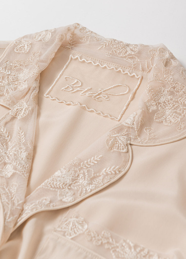 Katelyn Pajama Blouse- Champagne - Robed With Love