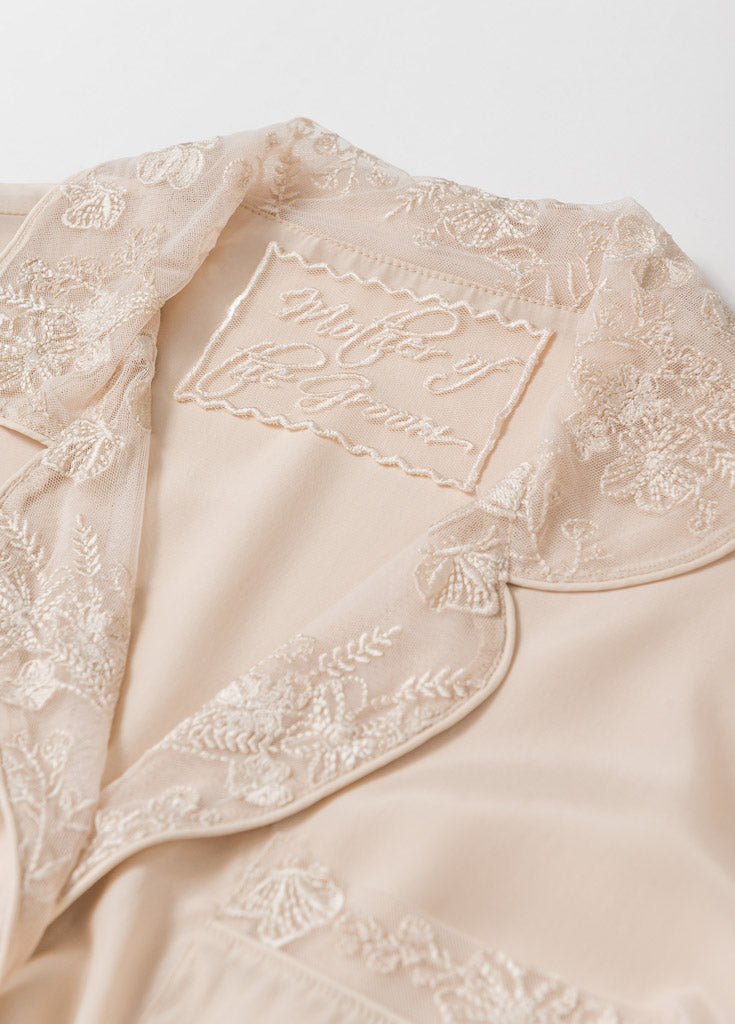 Katelyn Pajama Blouse- Champagne - Robed With Love