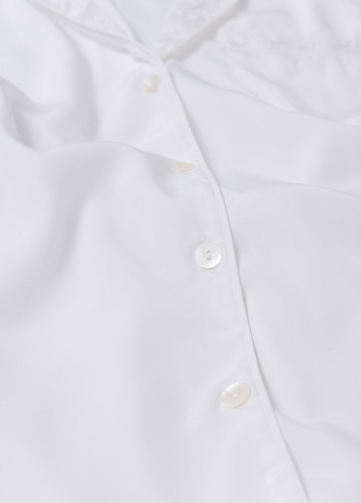 Katelyn Pajama Blouse- White - Robed With Love