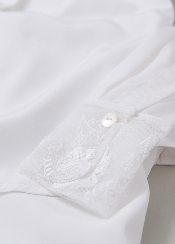 Katelyn Pajama Blouse- White - Robed With Love