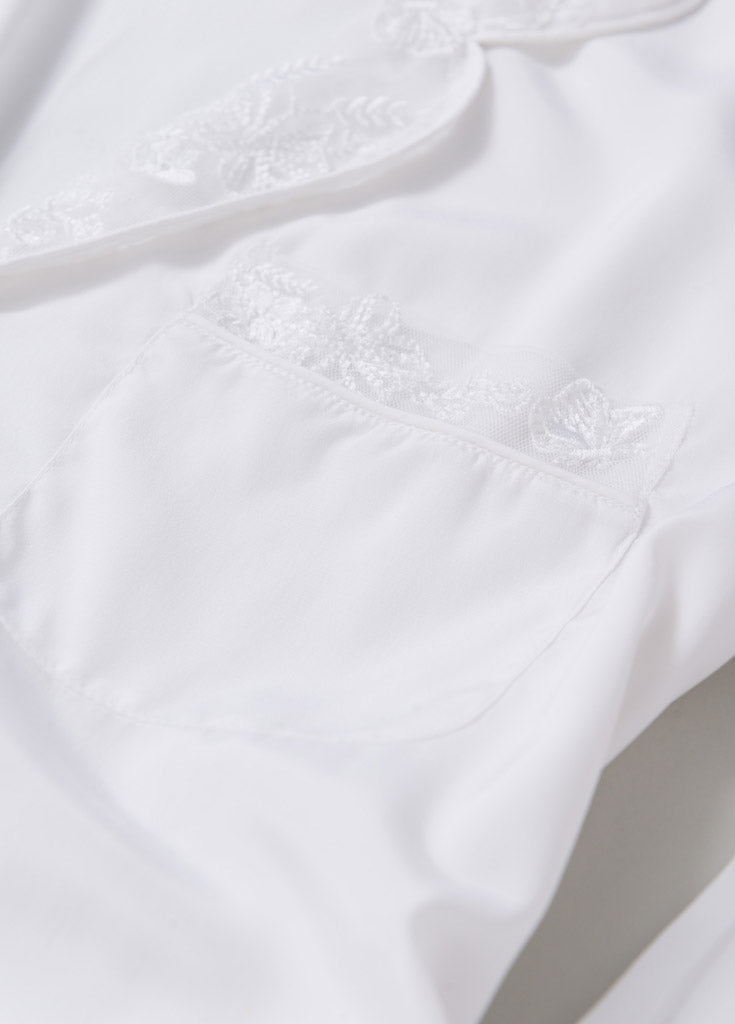 Katelyn Pajama Blouse- White - Robed With Love