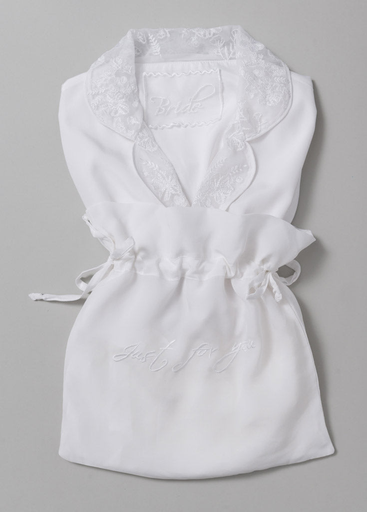 Katelyn Pajama Blouse- White - Robed With Love