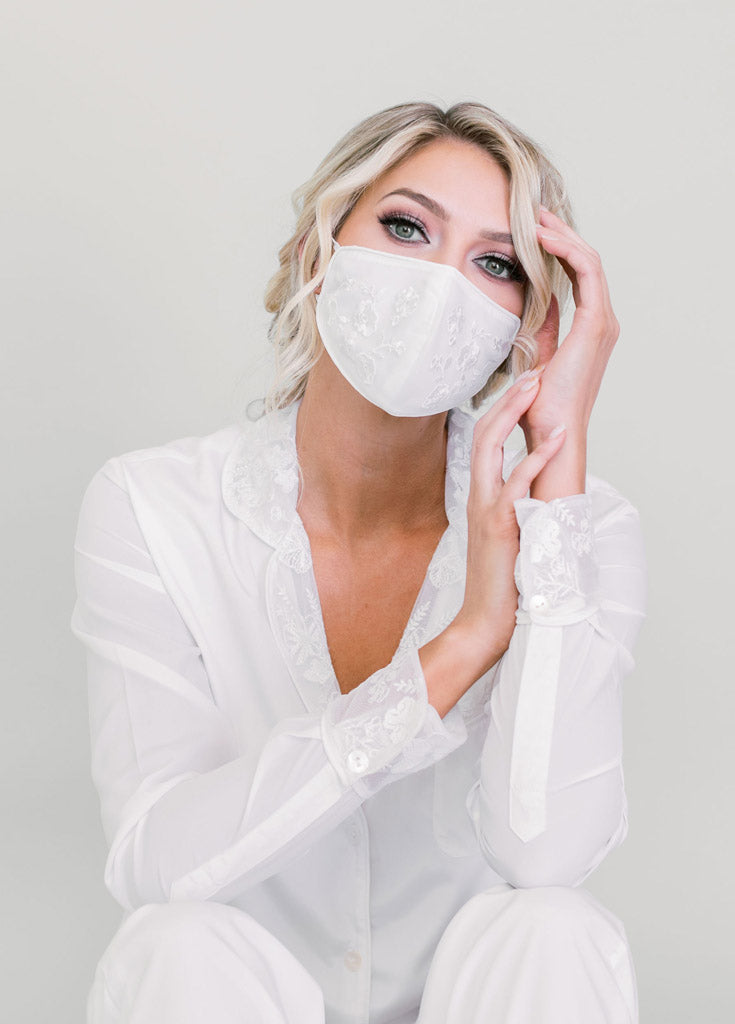 Katelyn Pajama Blouse- White - Robed With Love