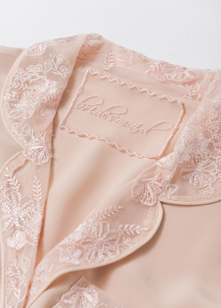 Katelyn Pajama Blouse- Pink - Robed With Love