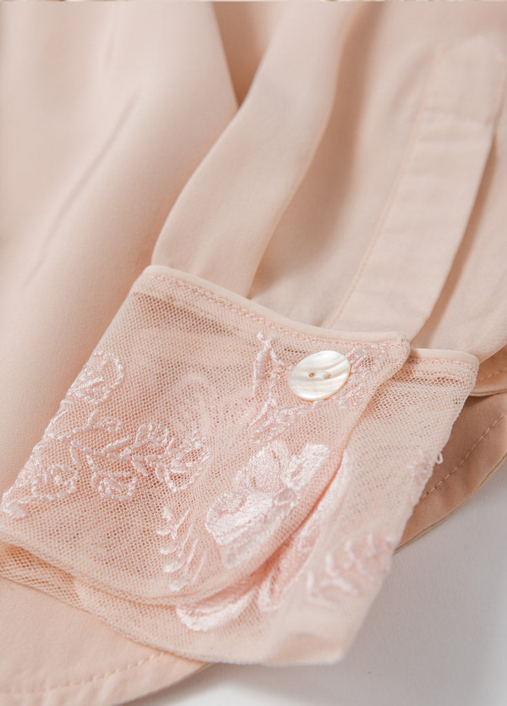 Katelyn Pajama Blouse- Pink - Robed With Love