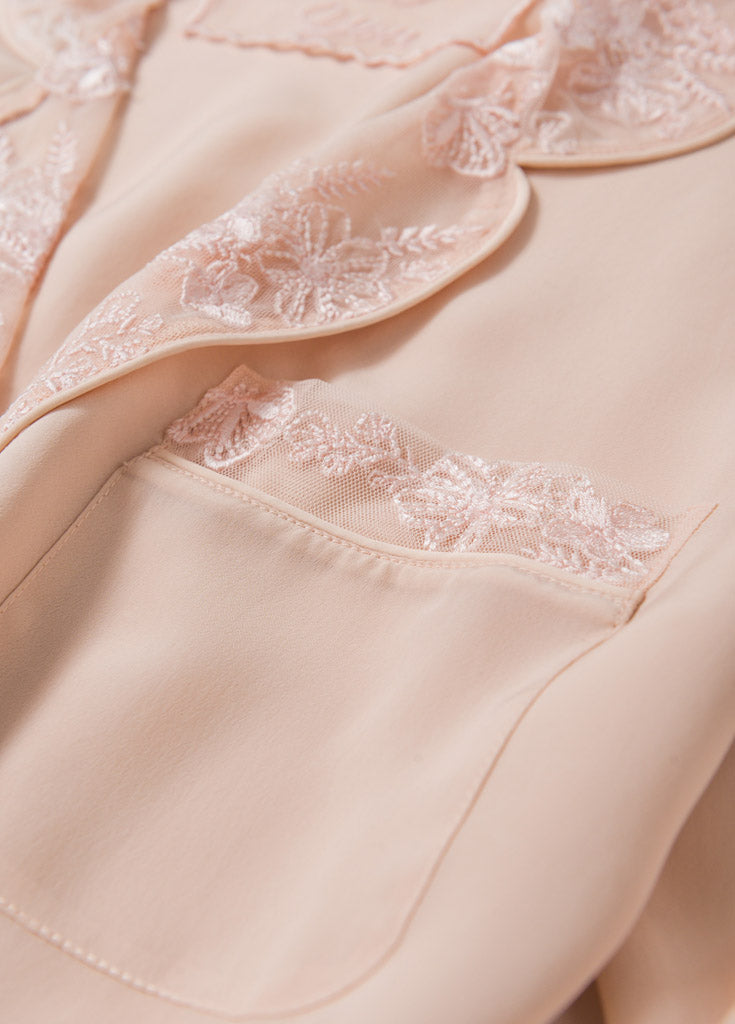 Katelyn Pajama Blouse- Pink - Robed With Love