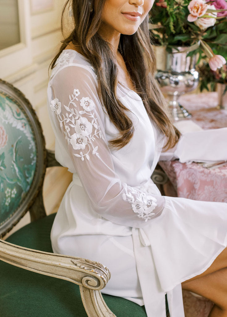 HILDY ROBE- WHITE WITH WHITE MESH